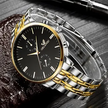 Sdotter אורלנדו אופנה גברים שעונים החדשים קוורץ שעונים של גברים כסף מצופה זהב פלדה אל חלד שעון יד Masculino Relogio טיפה