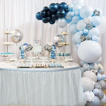 שולחן חצאית מפה לבנה מסיבת חתונה חצאית טול כלי שולחן בד מקלחת תינוק מסיבת יום ההולדת במסיבת חגגנו מסיבת עיצוב הבית
