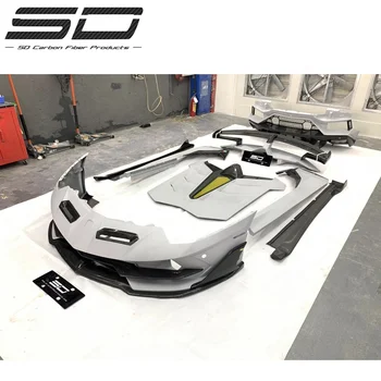 SVJ סגנון מותאם אישית גוף מלא ערכות הסיפון מכסה+ספוילר סיבי פחמן שילוב פיברגלס חומר Lambor Aventador Lp700