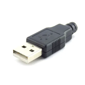 2.0 USB מסוג A זכר 2.0 שקע USB מחבר שחור עם מכסה פלסטיק הלחמה סוג תקע 4 פינים מחבר DIY