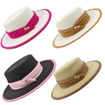 עבה שוליים כובע קש חדש כובע קש 2023 גברים ונשים נסיעות חוף כובע קש ארוג כובע השמש בקיץ כובע 골프모자