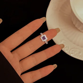 מעולה רטרו אירוסין מסתורי סגול משובץ זירקון אבנים טבעת כלה יום נישואים חתונה מתקדם הגיוני תכשיטים מתנה